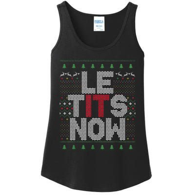 Funny Le Tits Now Christmas Let It Snow Ugly Sweater Funny Party Ladies Essential Tank