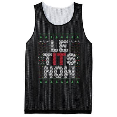 Funny Le Tits Now Christmas Let It Snow Ugly Sweater Funny Party Mesh Reversible Basketball Jersey Tank