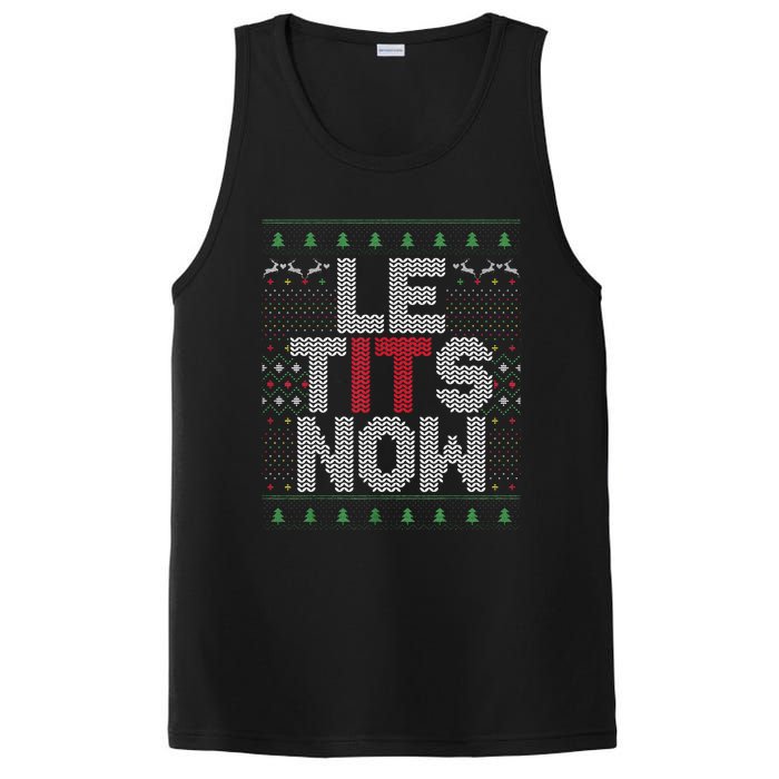 Funny Le Tits Now Christmas Let It Snow Ugly Sweater Funny Party PosiCharge Competitor Tank