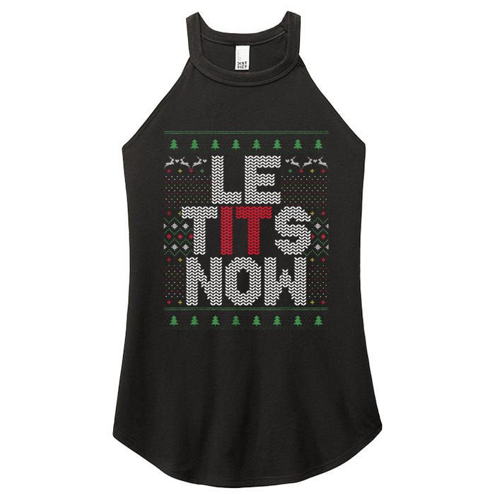 Funny Le Tits Now Christmas Let It Snow Ugly Sweater Funny Party Women's Perfect Tri Rocker Tank