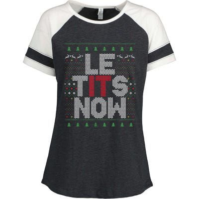 Funny Le Tits Now Christmas Let It Snow Ugly Sweater Funny Party Enza Ladies Jersey Colorblock Tee