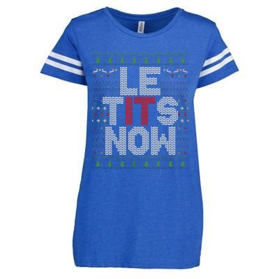 Funny Le Tits Now Christmas Let It Snow Ugly Sweater Funny Party Enza Ladies Jersey Football T-Shirt