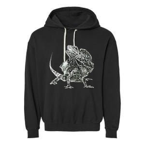 Frilled Lizard Terrarium Motif Reptiles Frilled Lizards Garment-Dyed Fleece Hoodie