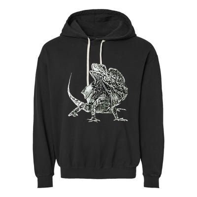 Frilled Lizard Terrarium Motif Reptiles Frilled Lizards Garment-Dyed Fleece Hoodie
