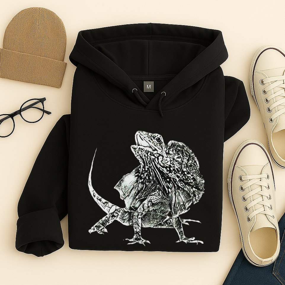 Frilled Lizard Terrarium Motif Reptiles Frilled Lizards Hoodie
