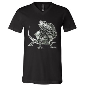 Frilled Lizard Terrarium Motif Reptiles Frilled Lizards V-Neck T-Shirt