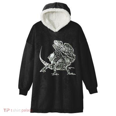 Frilled Lizard Terrarium Motif Reptiles Frilled Lizards Hooded Wearable Blanket