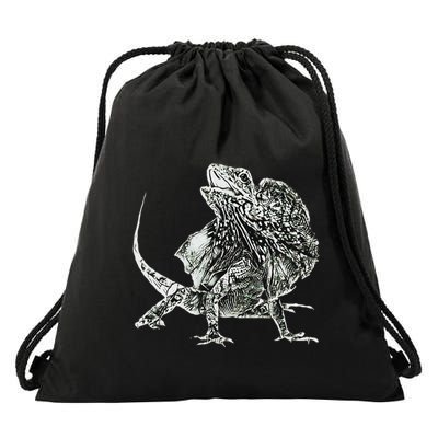 Frilled Lizard Terrarium Motif Reptiles Frilled Lizards Drawstring Bag