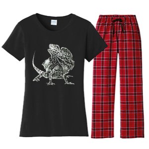 Frilled Lizard Terrarium Motif Reptiles Frilled Lizards Women's Flannel Pajama Set