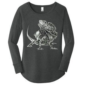 Frilled Lizard Terrarium Motif Reptiles Frilled Lizards Women's Perfect Tri Tunic Long Sleeve Shirt