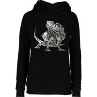 Frilled Lizard Terrarium Motif Reptiles Frilled Lizards Womens Funnel Neck Pullover Hood