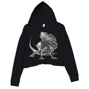 Frilled Lizard Terrarium Motif Reptiles Frilled Lizards Crop Fleece Hoodie