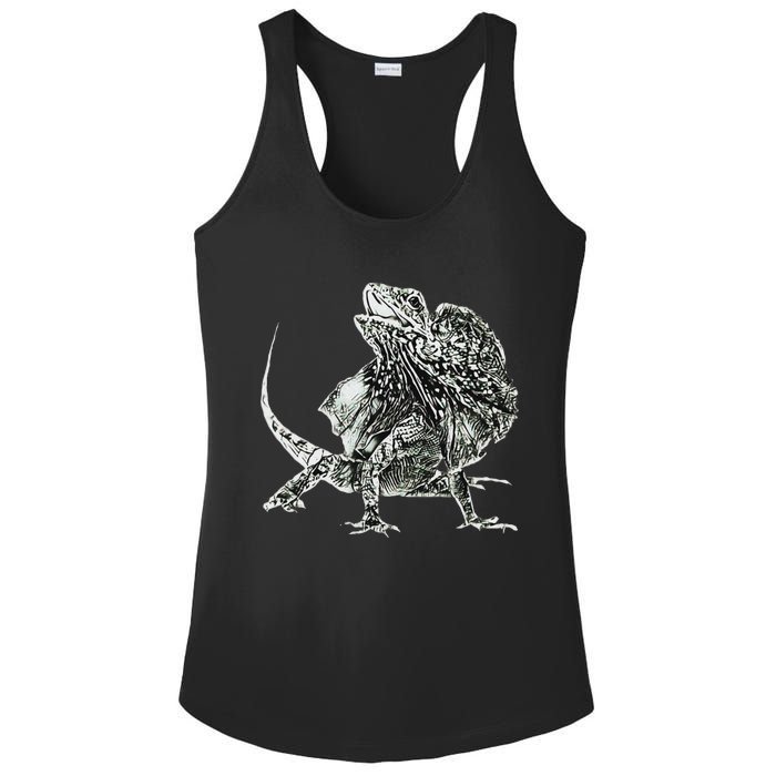 Frilled Lizard Terrarium Motif Reptiles Frilled Lizards Ladies PosiCharge Competitor Racerback Tank