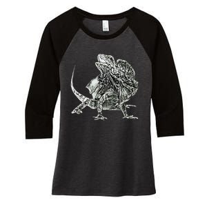 Frilled Lizard Terrarium Motif Reptiles Frilled Lizards Women's Tri-Blend 3/4-Sleeve Raglan Shirt