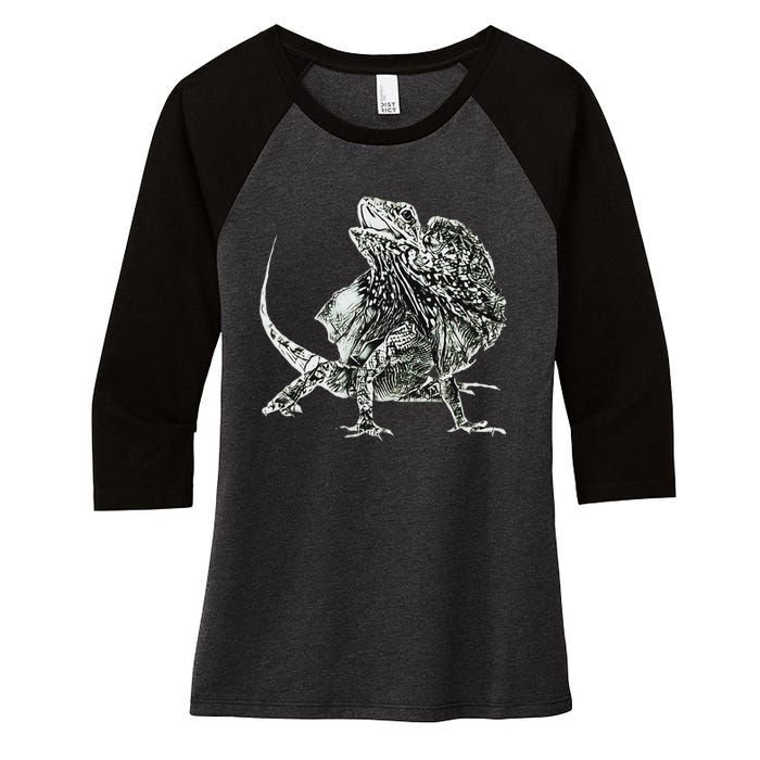 Frilled Lizard Terrarium Motif Reptiles Frilled Lizards Women's Tri-Blend 3/4-Sleeve Raglan Shirt