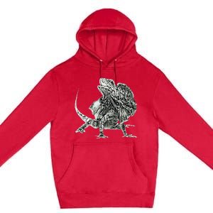 Frilled Lizard Terrarium Motif Reptiles Frilled Lizards Premium Pullover Hoodie