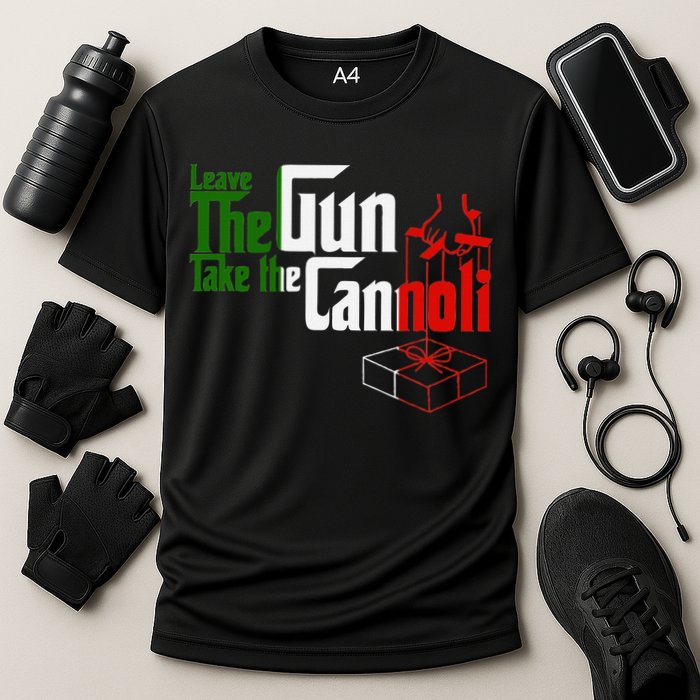 Funny Leave The Gun Take The Cannoli Italian Flag Cooling Performance Crew T-Shirt