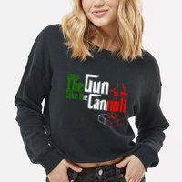Funny Leave The Gun Take The Cannoli Italian Flag Cropped Pullover Crew