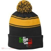 Funny Leave The Gun Take The Cannoli Italian Flag Stripe Pom Pom Beanie