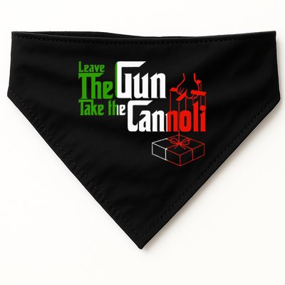 Funny Leave The Gun Take The Cannoli Italian Flag USA-Made Doggie Bandana