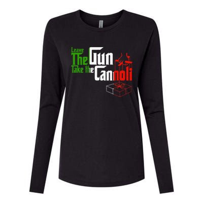 Funny Leave The Gun Take The Cannoli Italian Flag Womens Cotton Relaxed Long Sleeve T-Shirt