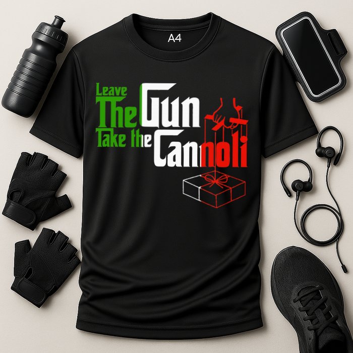 Funny Leave The Gun Take The Cannoli Italian Flag Cooling Performance Crew T-Shirt