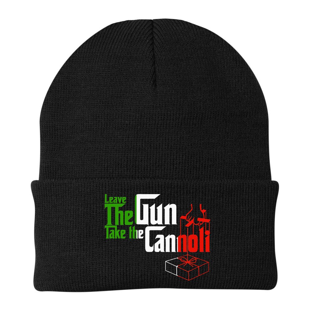 Funny Leave The Gun Take The Cannoli Italian Flag Beanie