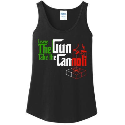 Funny Leave The Gun Take The Cannoli Italian Flag Ladies Essential Tank