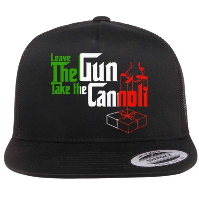 Funny Leave The Gun Take The Cannoli Italian Flag Flatbill Hat
