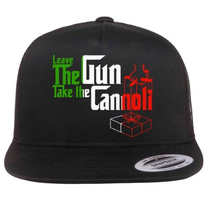 Funny Leave The Gun Take The Cannoli Italian Flag Flat Bill Trucker Hat