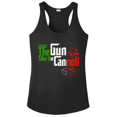Funny Leave The Gun Take The Cannoli Italian Flag Ladies PosiCharge Competitor Racerback Tank