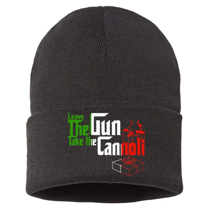 Funny Leave The Gun Take The Cannoli Italian Flag Sustainable Knit Beanie