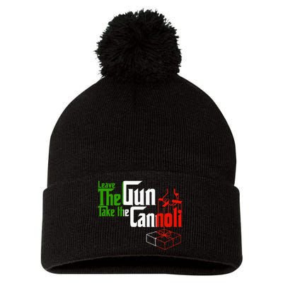 Funny Leave The Gun Take The Cannoli Italian Flag Pom Pom 12in Knit Beanie