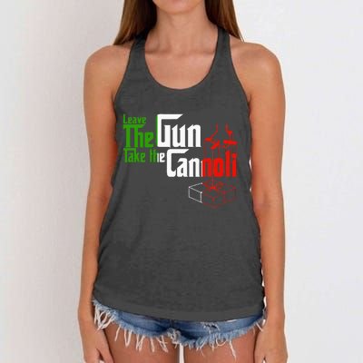 Funny Leave The Gun Take The Cannoli Italian Flag Women's Knotted Racerback Tank