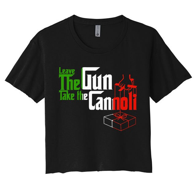 Funny Leave The Gun Take The Cannoli Italian Flag Crop Top