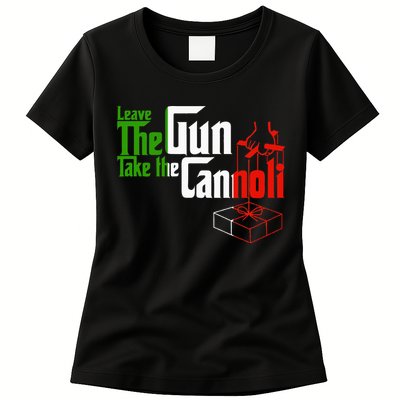 Funny Leave The Gun Take The Cannoli Italian Flag Womens T-Shirt