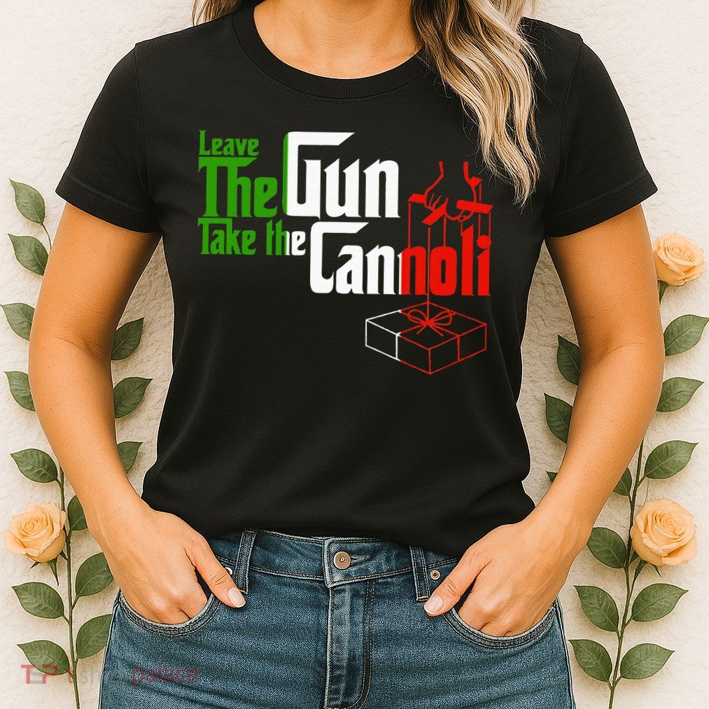 Funny Leave The Gun Take The Cannoli Italian Flag Womens T-Shirt