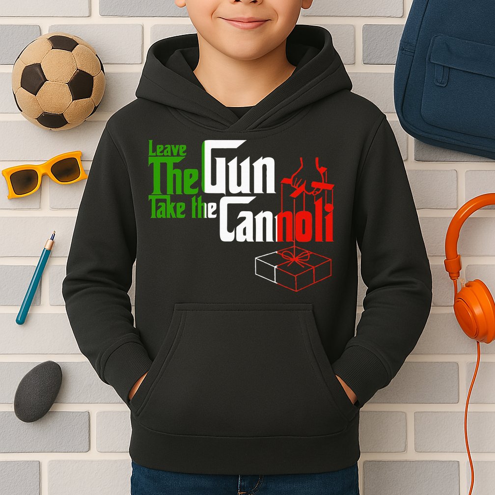 Funny Leave The Gun Take The Cannoli Italian Flag Kids Hoodie