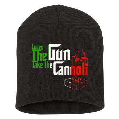 Funny Leave The Gun Take The Cannoli Italian Flag Short Acrylic Beanie