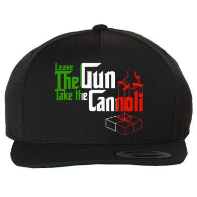 Funny Leave The Gun Take The Cannoli Italian Flag Wool Snapback Cap