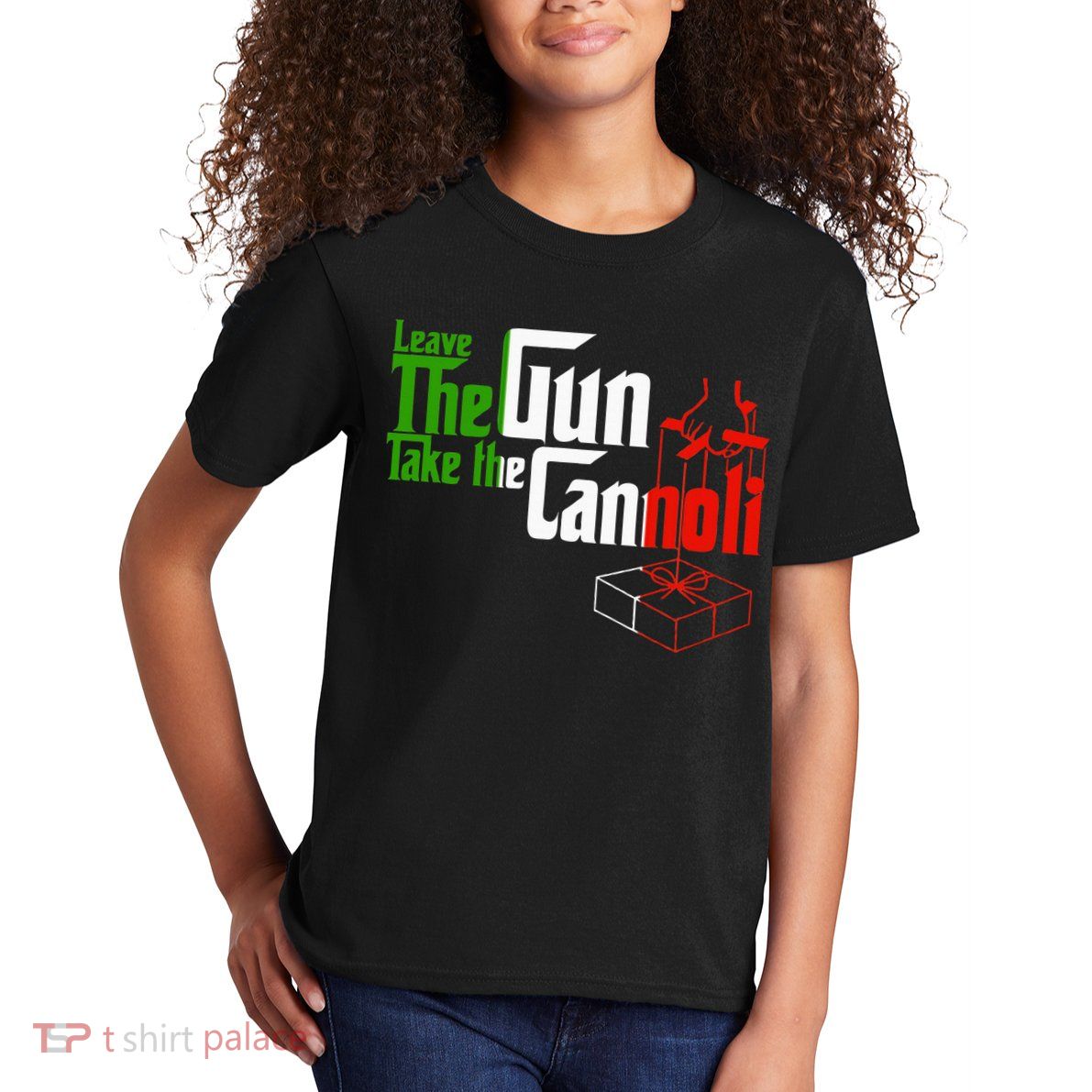 Funny Leave The Gun Take The Cannoli Italian Flag Kids T-Shirt