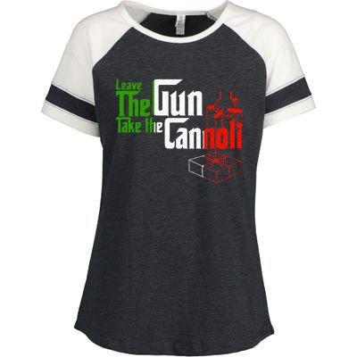 Funny Leave The Gun Take The Cannoli Italian Flag Enza Ladies Jersey Colorblock Tee