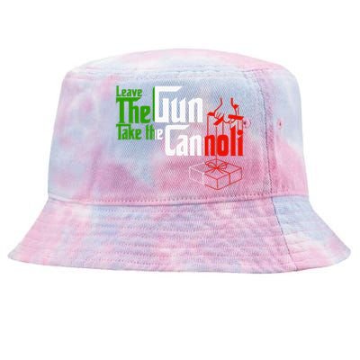 Funny Leave The Gun Take The Cannoli Italian Flag Tie-Dyed Bucket Hat