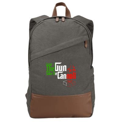 Funny Leave The Gun Take The Cannoli Italian Flag Cotton Canvas Backpack