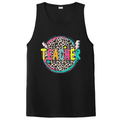 Funny Leopard Teacher Happy First Day Of School Teacher PosiCharge Competitor Tank