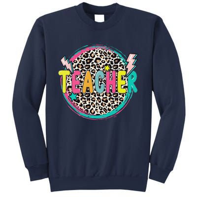 Funny Leopard Teacher Happy First Day Of School Teacher Sweatshirt