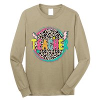 Funny Leopard Teacher Happy First Day Of School Teacher Long Sleeve Shirt