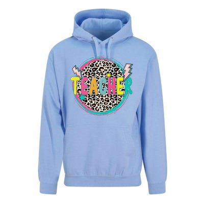 Funny Leopard Teacher Happy First Day Of School Teacher Unisex Surf Hoodie