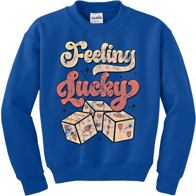 Feeling Lucky The Dice With Red Hearts Blink Gift Kids Sweatshirt