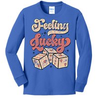 Feeling Lucky The Dice With Red Hearts Blink Gift Kids Long Sleeve Shirt